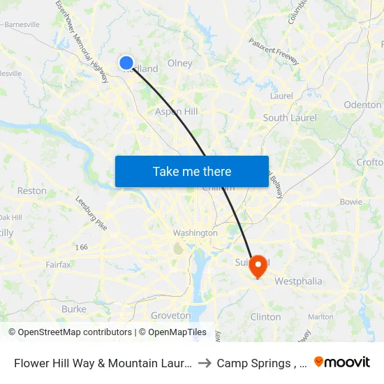 Flower Hill Way & Mountain Laurel Ln to Camp Springs , MD map