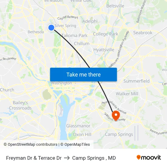 Freyman Dr & Terrace Dr to Camp Springs , MD map