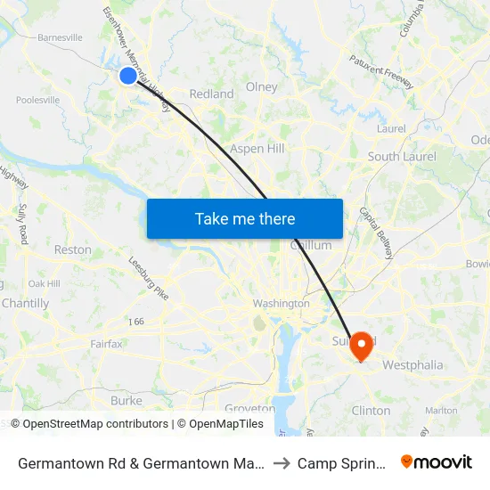 Germantown Rd & Germantown Marc Park & Ride to Camp Springs , MD map