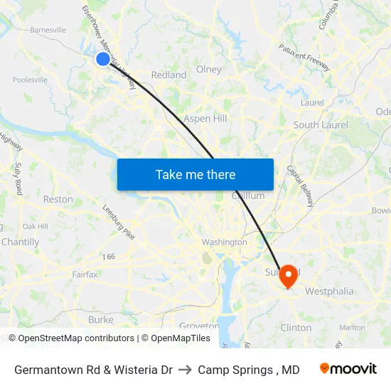 Germantown Rd & Wisteria Dr to Camp Springs , MD map