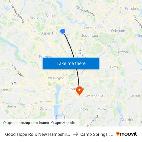 Good Hope Rd & New Hampshire Ave to Camp Springs , MD map