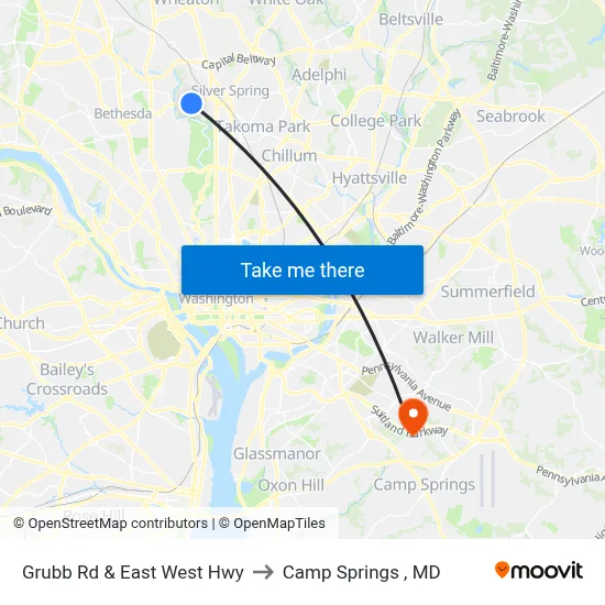 Grubb Rd & East West Hwy to Camp Springs , MD map