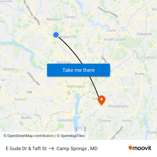 E Gude Dr & Taft St to Camp Springs , MD map
