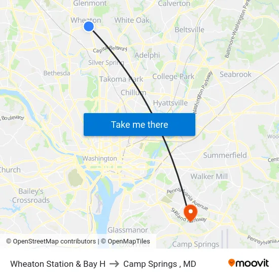 Wheaton Station  & Bay H to Camp Springs , MD map