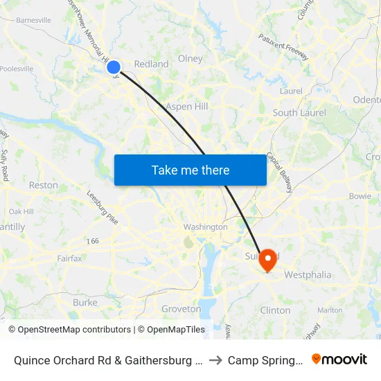 Quince Orchard Rd & Gaithersburg Park & Ride to Camp Springs , MD map