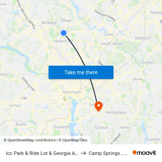 Icc Park & Ride Lot & Georgia Ave to Camp Springs , MD map