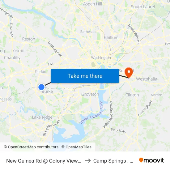 New Guinea Rd @ Colony View Dr to Camp Springs , MD map