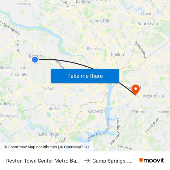 Reston Town Center Metro Bay L to Camp Springs , MD map