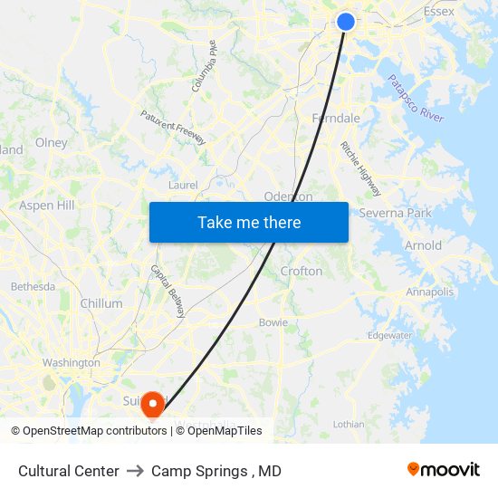 Cultural Center to Camp Springs , MD map