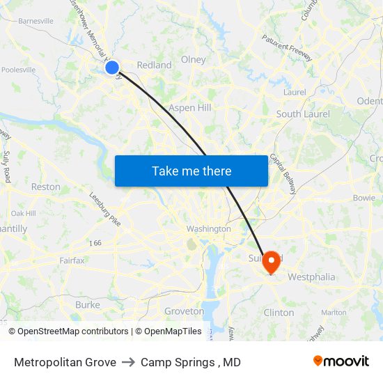 Metropolitan Grove to Camp Springs , MD map