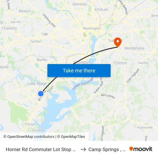 Horner Rd Commuter Lot Stop 1 PM to Camp Springs , MD map