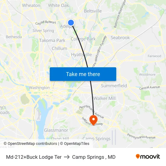 Md-212+Buck Lodge Ter to Camp Springs , MD map