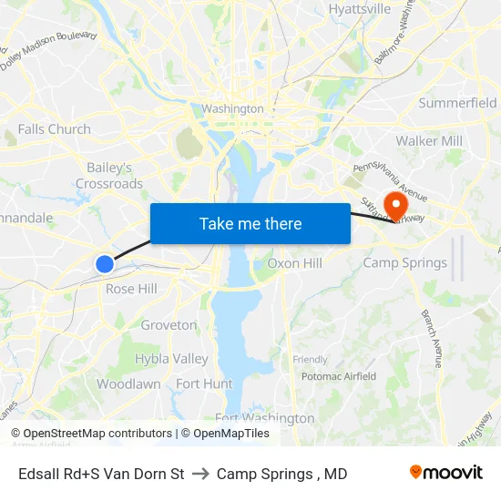 Edsall Rd+S Van Dorn St to Camp Springs , MD map