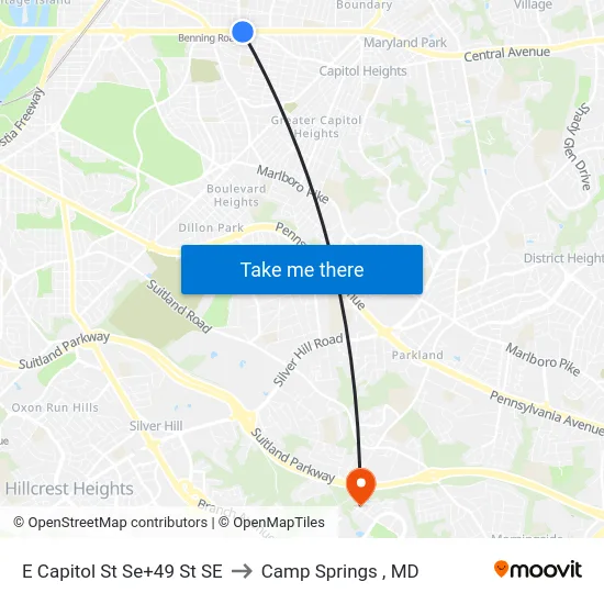E Capitol St Se+49 St SE to Camp Springs , MD map