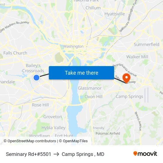 Seminary Rd+#5501 to Camp Springs , MD map