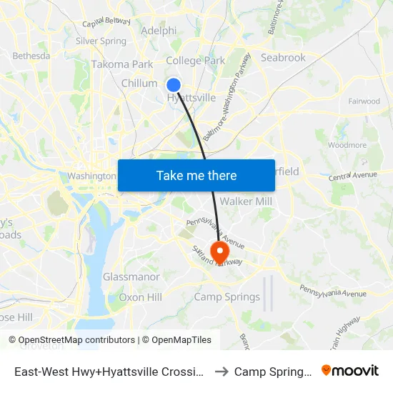 East-West Hwy+Hyattsville Crossing Entrance to Camp Springs , MD map