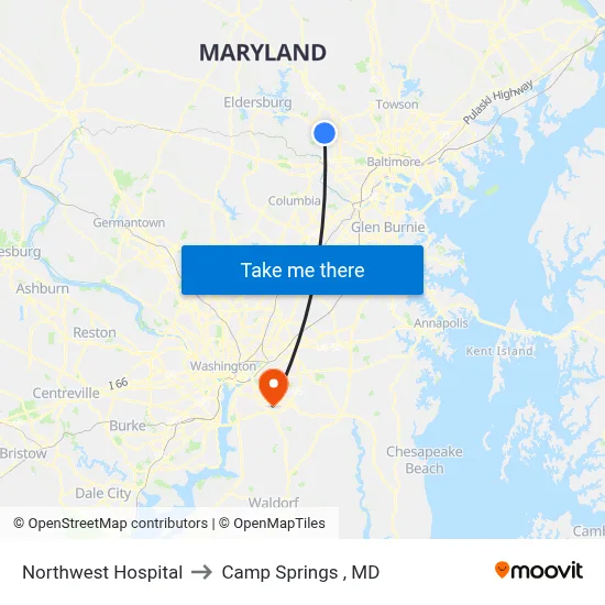 Northwest Hospital to Camp Springs , MD map