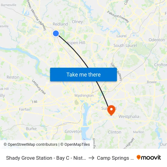 Shady Grove Station - Bay C - Nist Shuttle to Camp Springs , MD map