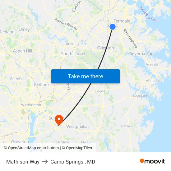 Mathison Way to Camp Springs , MD map