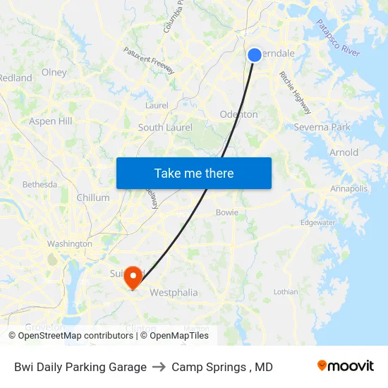 Bwi Daily Parking Garage to Camp Springs , MD map
