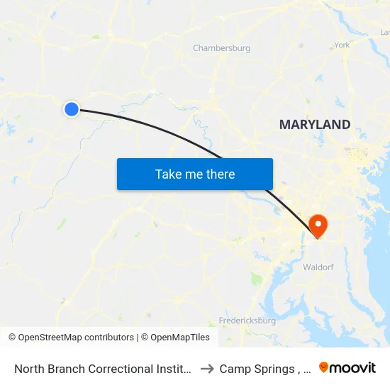 North Branch Correctional Institution to Camp Springs , MD map