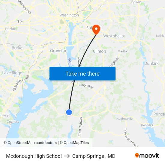 Mcdonough High School to Camp Springs , MD map