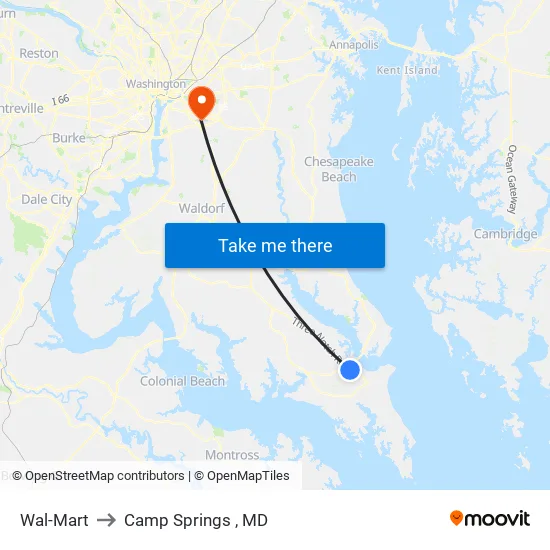 Wal-Mart to Camp Springs , MD map