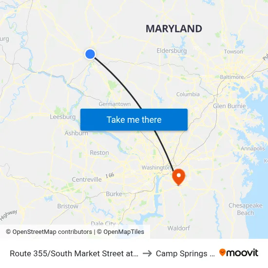Route 355/South Market Street at Noland to Camp Springs , MD map