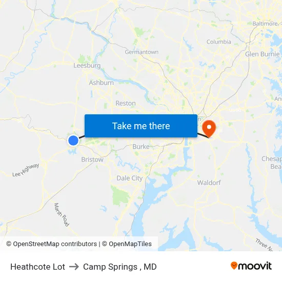 Heathcote Lot to Camp Springs , MD map