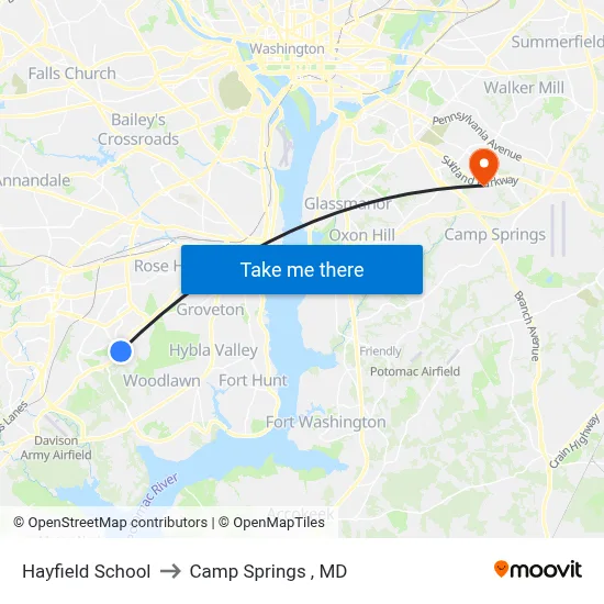 Hayfield School to Camp Springs , MD map