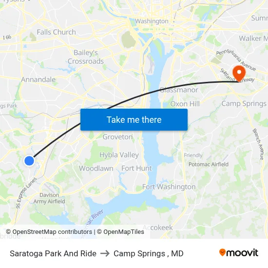 Saratoga Park And Ride to Camp Springs , MD map