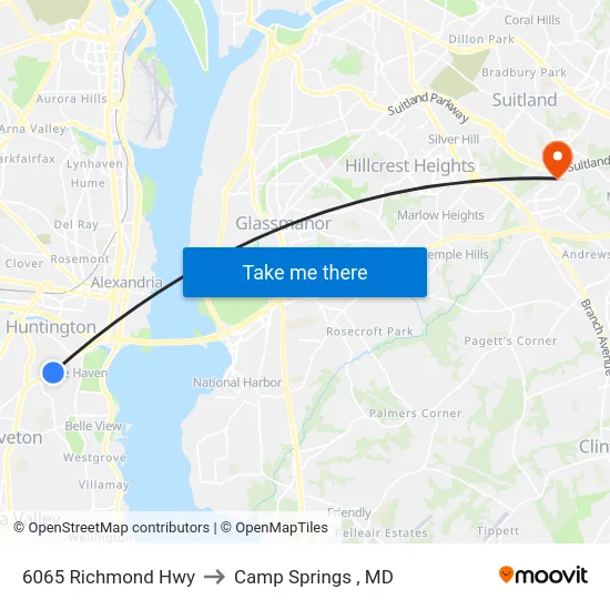 6065 Richmond Hwy to Camp Springs , MD map