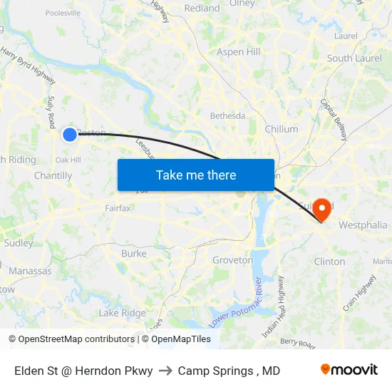 Elden St @ Herndon Pkwy to Camp Springs , MD map