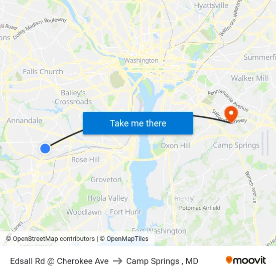 Edsall Rd @ Cherokee Ave to Camp Springs , MD map