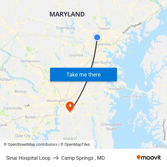 Sinai Hospital Loop to Camp Springs , MD map