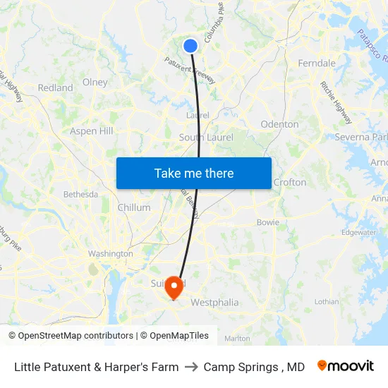 Little Patuxent & Harper's Farm to Camp Springs , MD map