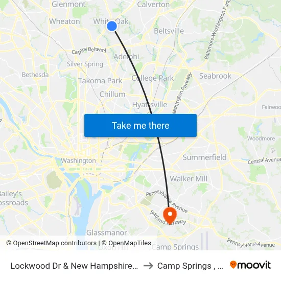 Lockwood Dr & New Hampshire Ave to Camp Springs , MD map