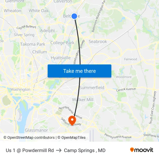 Us 1 @ Powdermill Rd to Camp Springs , MD map