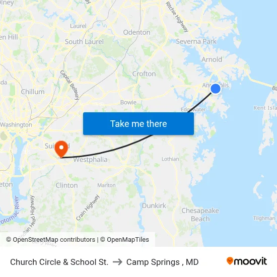 Church Circle & School St. to Camp Springs , MD map