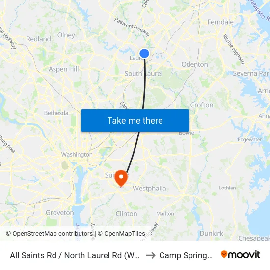 All Saints Rd / North Laurel Rd (Westbound) to Camp Springs , MD map