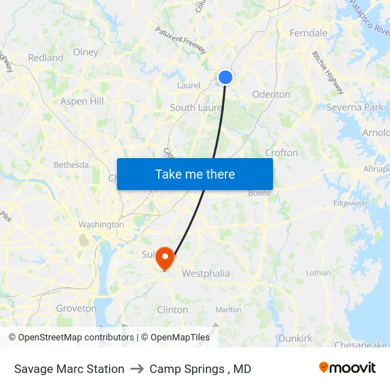 Savage Marc Station to Camp Springs , MD map