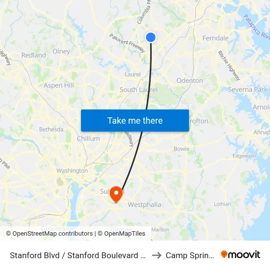 Stanford Blvd / Stanford Boulevard Cir (Westbound) to Camp Springs , MD map