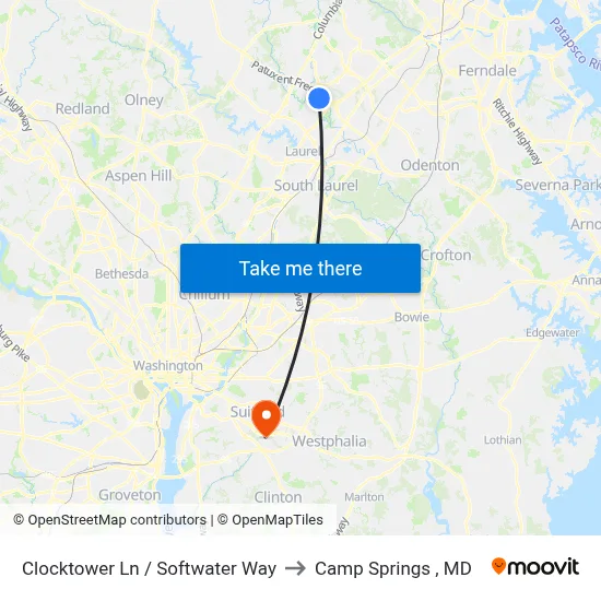 Clocktower Ln / Softwater Way to Camp Springs , MD map