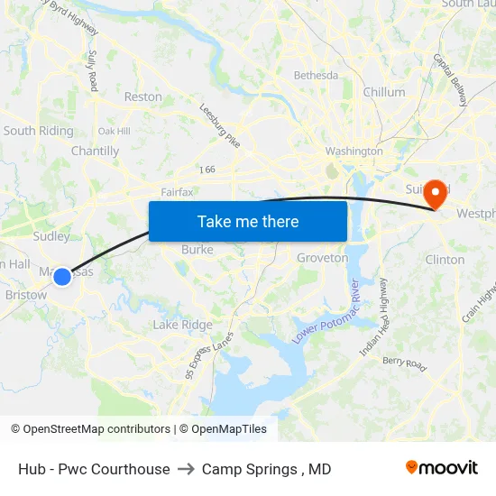 Hub - Pwc Courthouse to Camp Springs , MD map