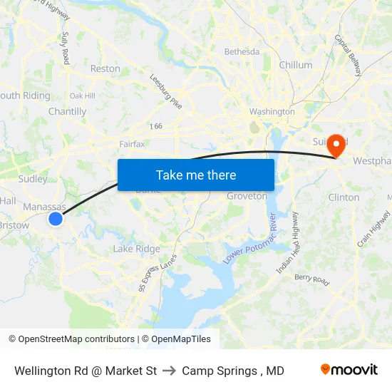 Wellington Rd @ Market St to Camp Springs , MD map