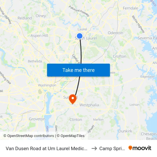 Van Dusen Road at Um Laurel Medical Center (Northbound) to Camp Springs , MD map