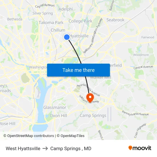 West Hyattsville to Camp Springs , MD map