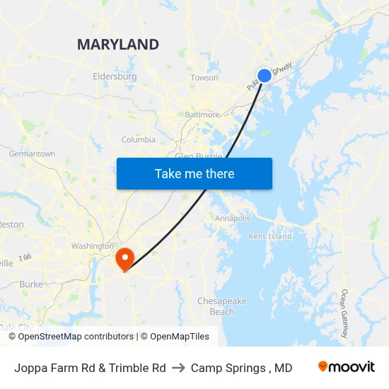 Joppa Farm Rd & Trimble Rd to Camp Springs , MD map