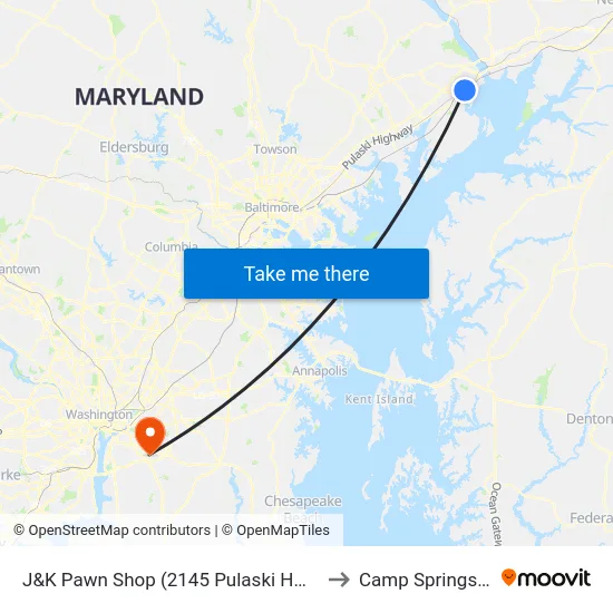 J&K Pawn Shop (2145 Pulaski Hwy/Us 40) to Camp Springs , MD map