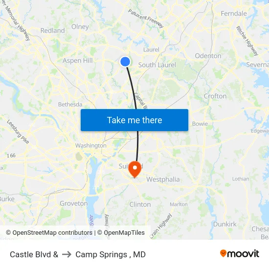 Castle Blvd  & to Camp Springs , MD map